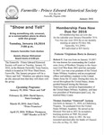 FPEHS, January 2016 Newsletter by Farmville-Prince Edward Historical Society