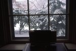 LU-120.402 - Unidentified office window looking out over snowy campus