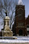 LU-120.587 - Confederate Statue and Methodist Church in snow.