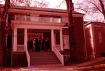 LU-120.632 - Founder's Day, Alumni House, Francis G. Lankford on front steps.