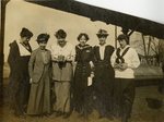 LU-387.030, Six unidentified women standing on train platform. by Katherine Krebs